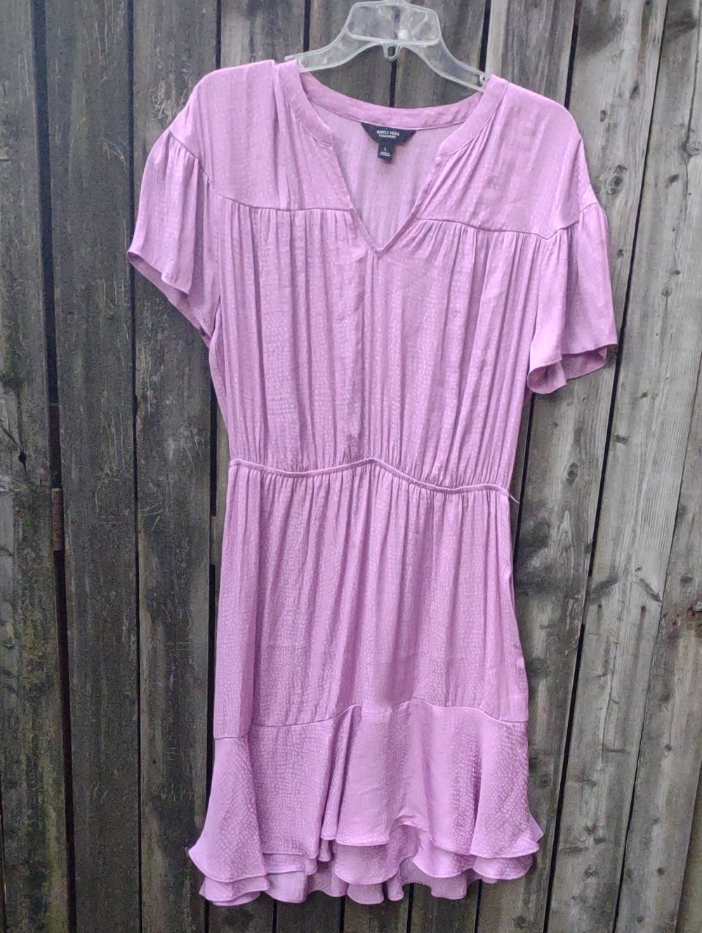 Women's Light Purple Short Sleeve Ruffle Hem Dress